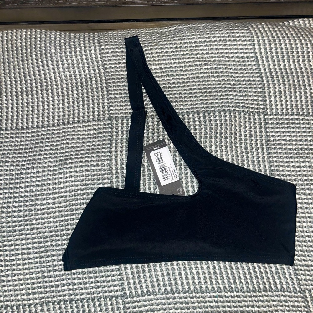 Black Cross shoulder swimsuit top size 6